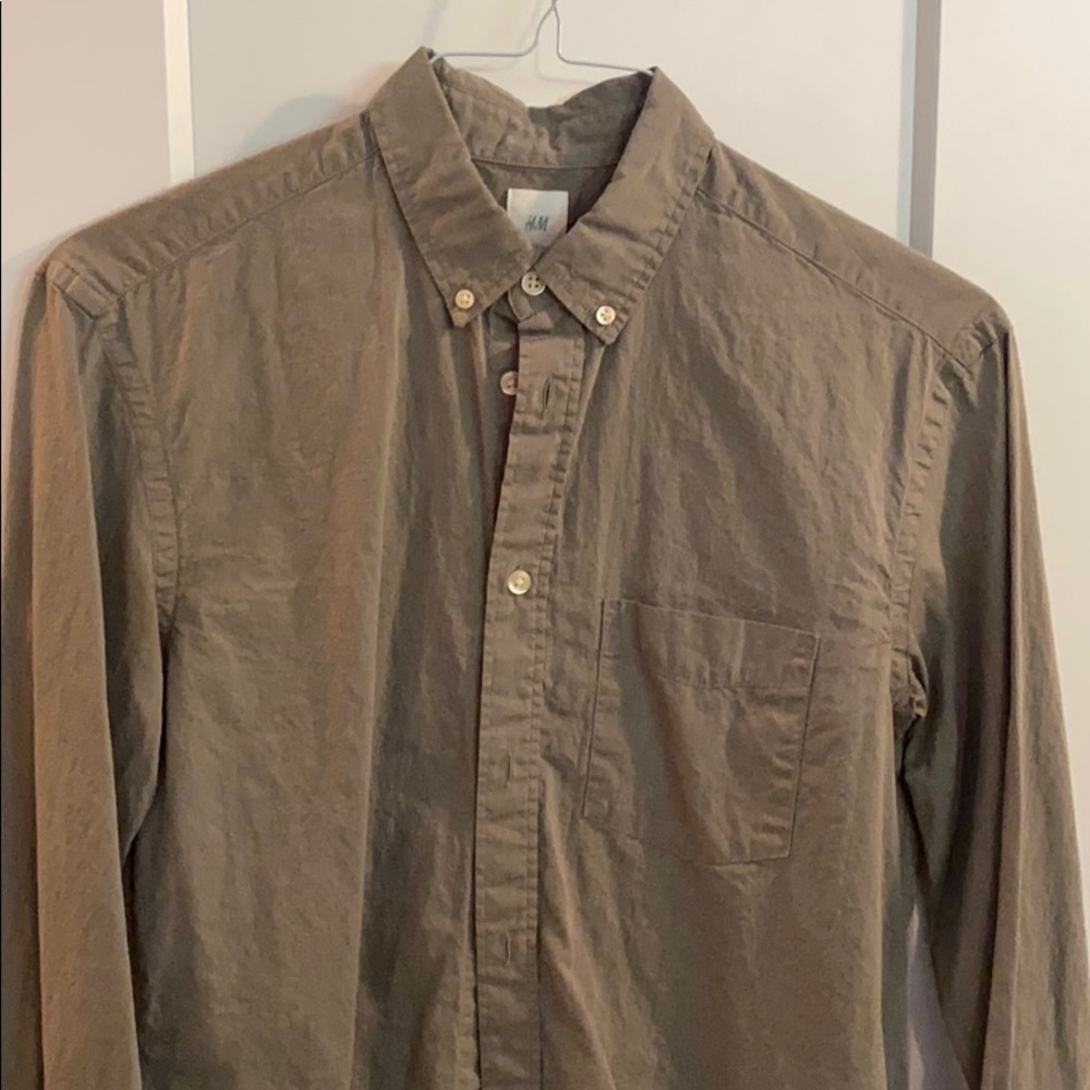 H&M Green Button-Up, Small Regular Fit!